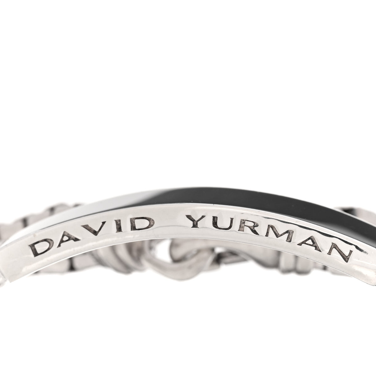 David Yurman Sterling Silver Black Onyx ID Curb Chain Bracelet 5 of 5