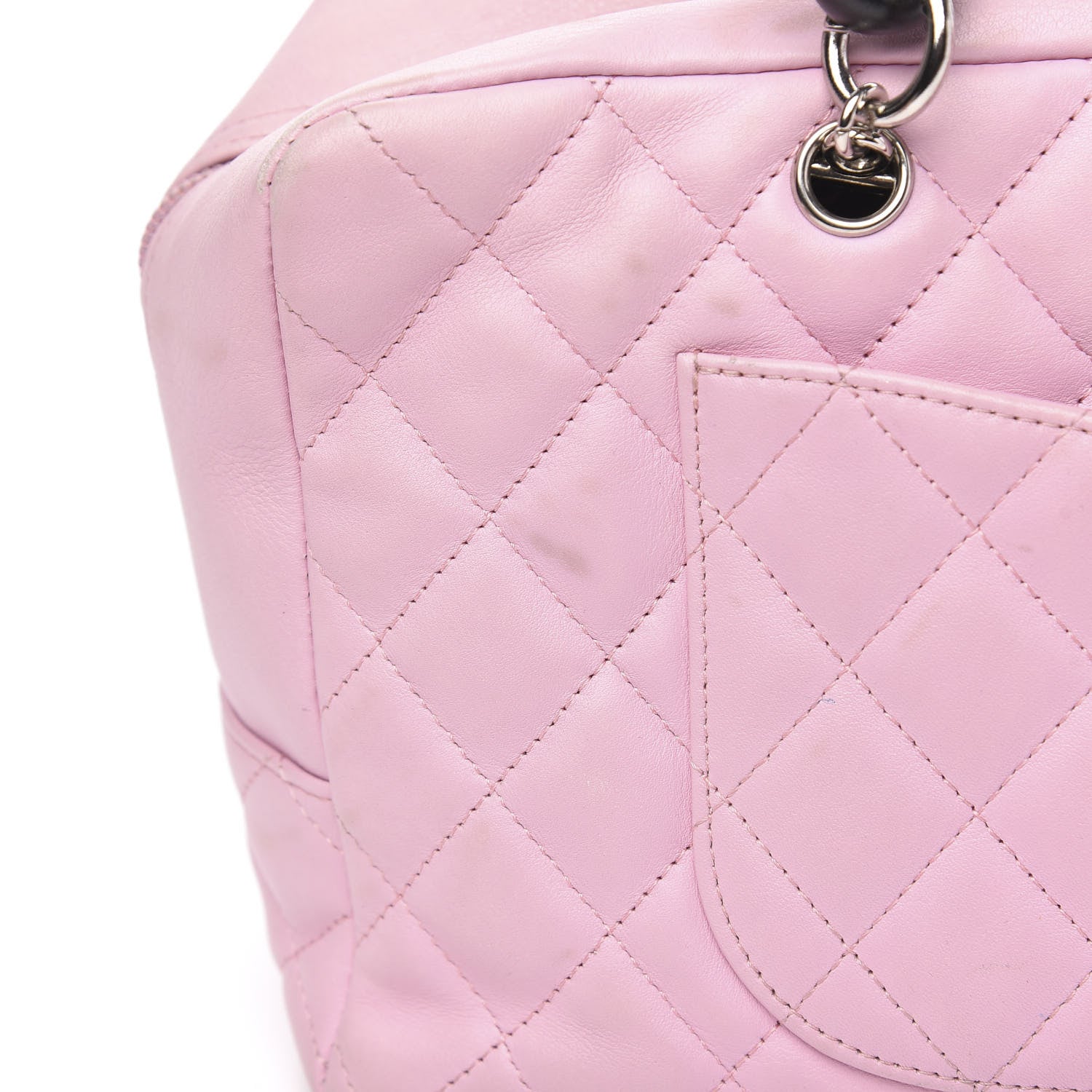 Chanel Calfskin Quilted Large Cambon Bowler Pink Black 12 of 14