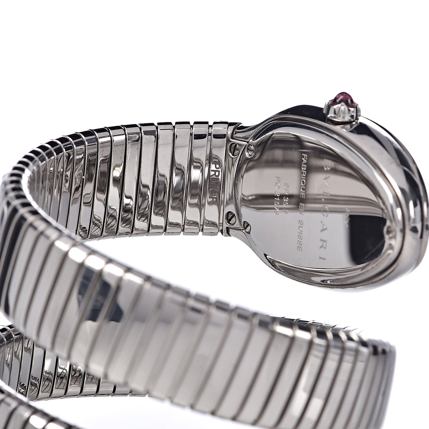 Stainless Steel Diamond Bezel 35mm Serpenti Tubogas Double Spiral Quartz Watch Red