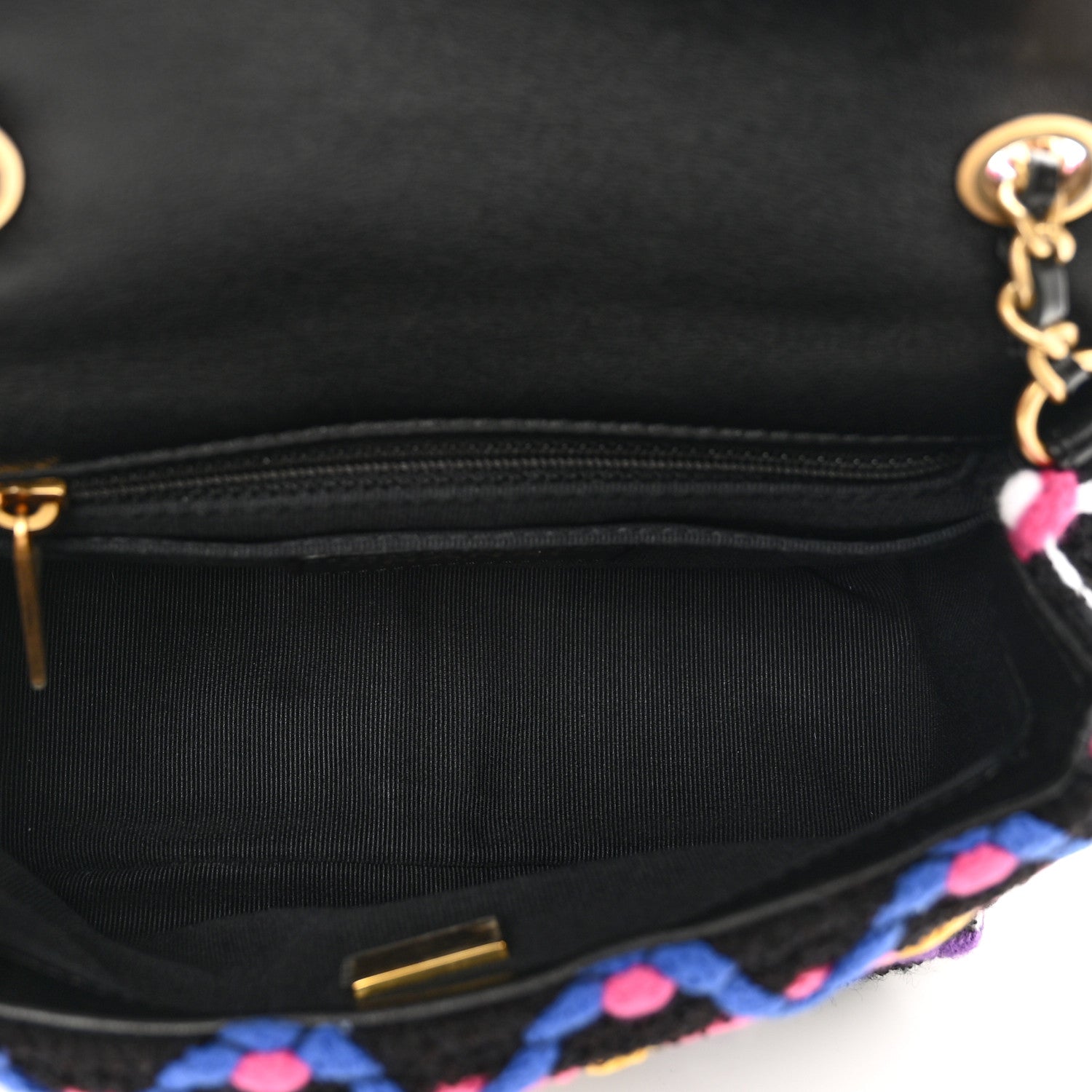 Chanel Tweed Diamond Threaded Mini Square Pearl Crush Flap Black Multicolor 5 of 10