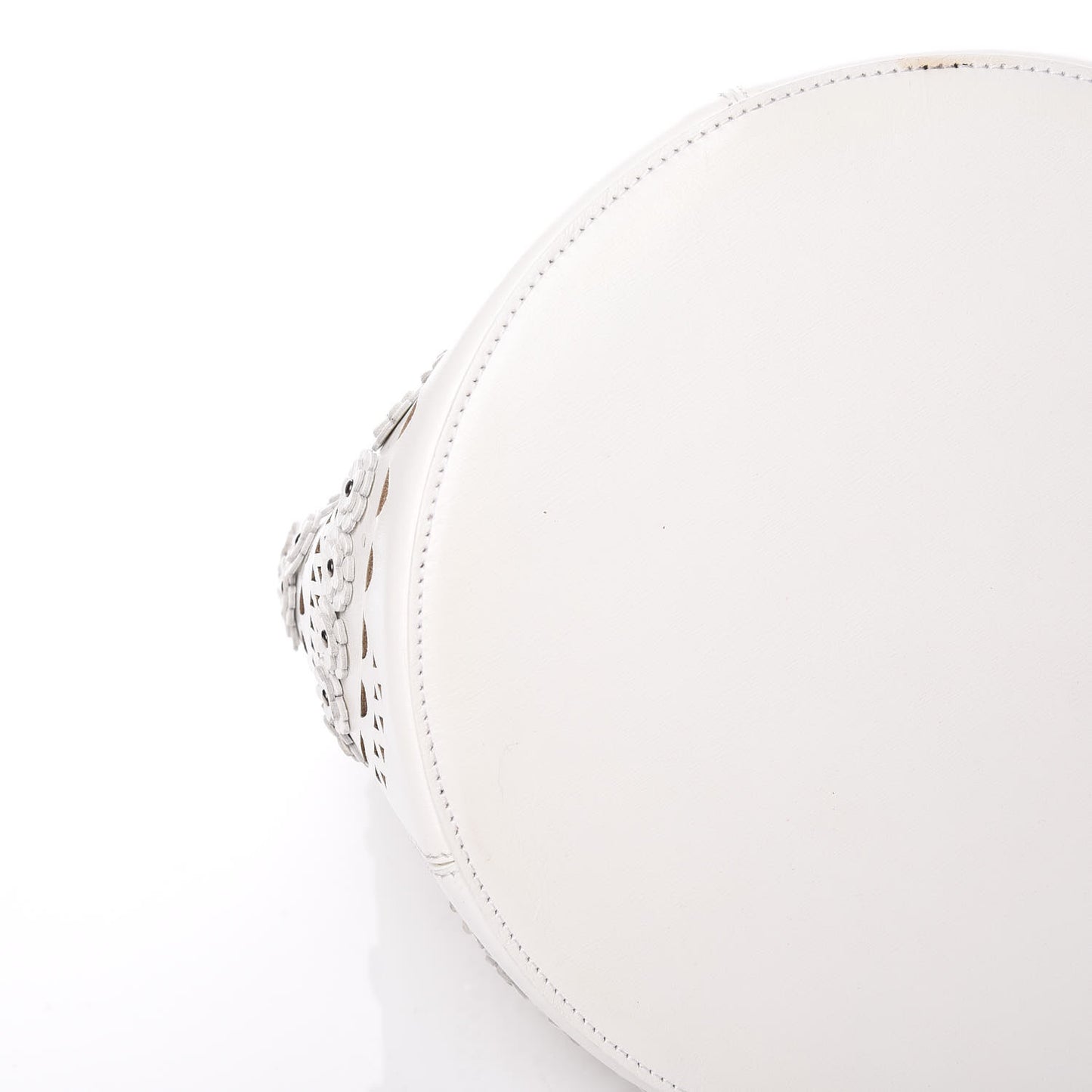 Calfskin Lux Laser Cut Studded Shoulder Bag White