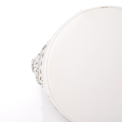 Alaia Calfskin Lux Laser Cut Studded Shoulder Bag White 11 of 14