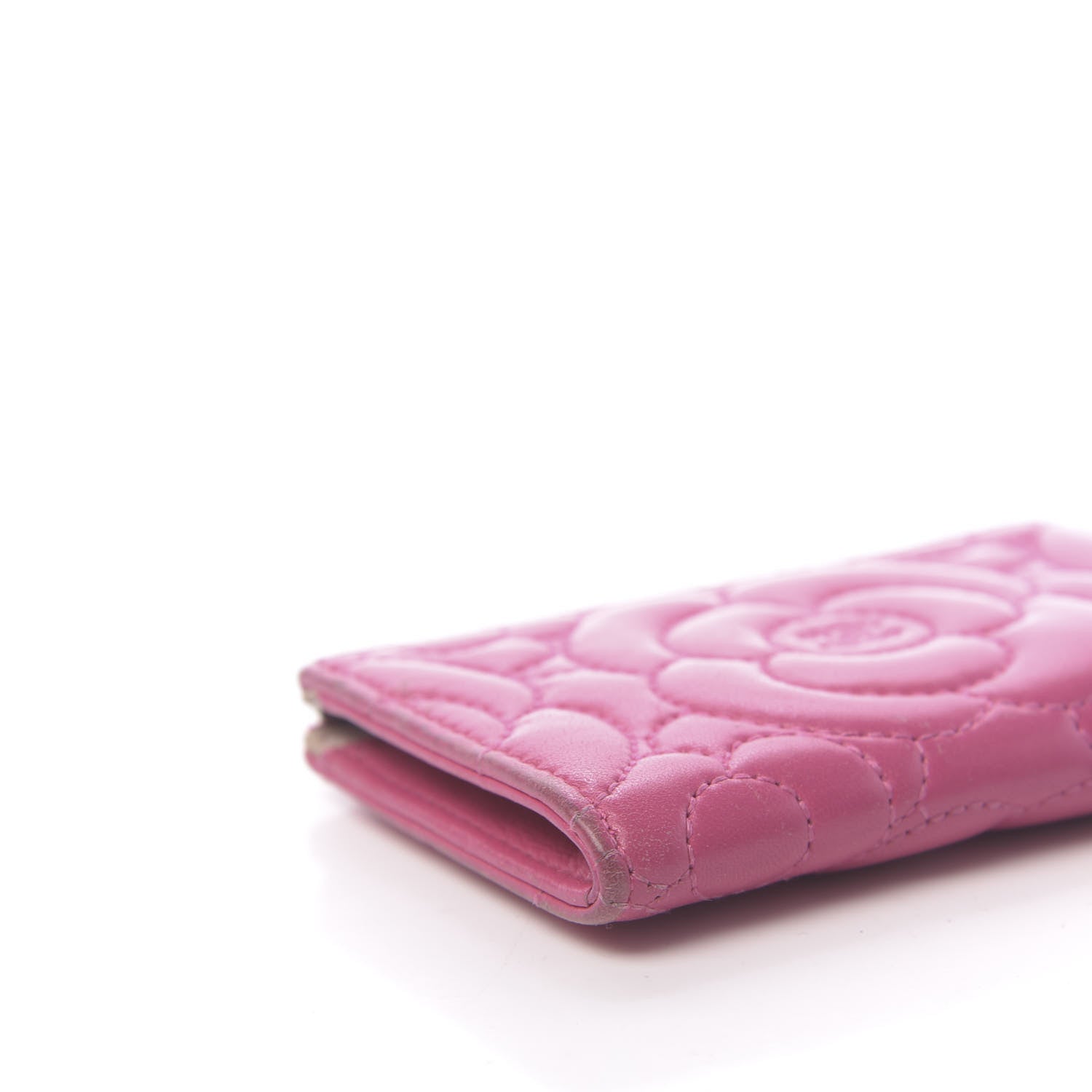 Chanel Lambskin Camellia Embossed Key Holder Case Fuchsia 8 of 11