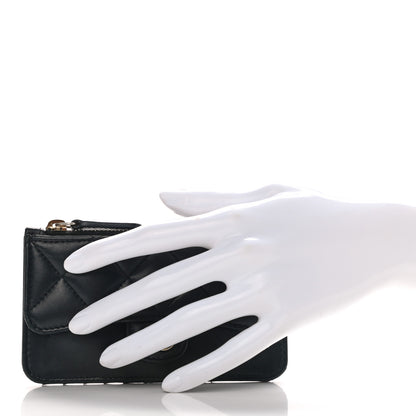 Chanel Lambskin Quilted Flap Zip Card Holder Black 2 of 8