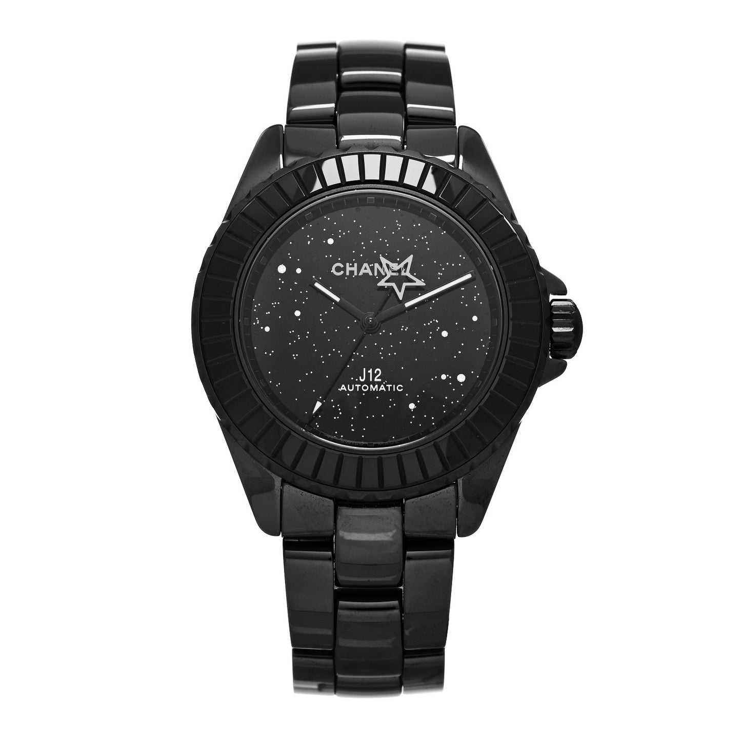 Stainless Steel Ceramic Diamond 38mm J12 Interstellar Automatic Watch Black