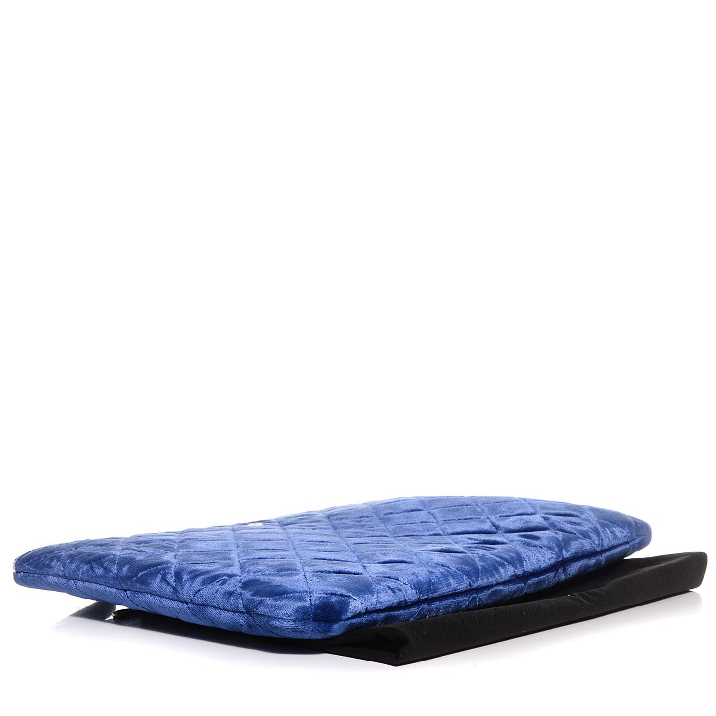 Velvet Quilted Medium Cosmetic Case Blue