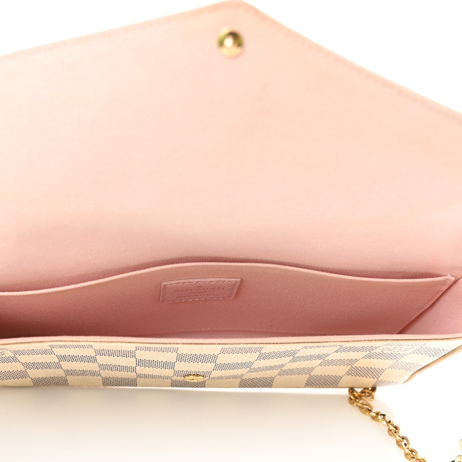 Louis Vuitton Damier Azur Pochette Felicie Chain Wallet Rose Ballerine 6 of 10