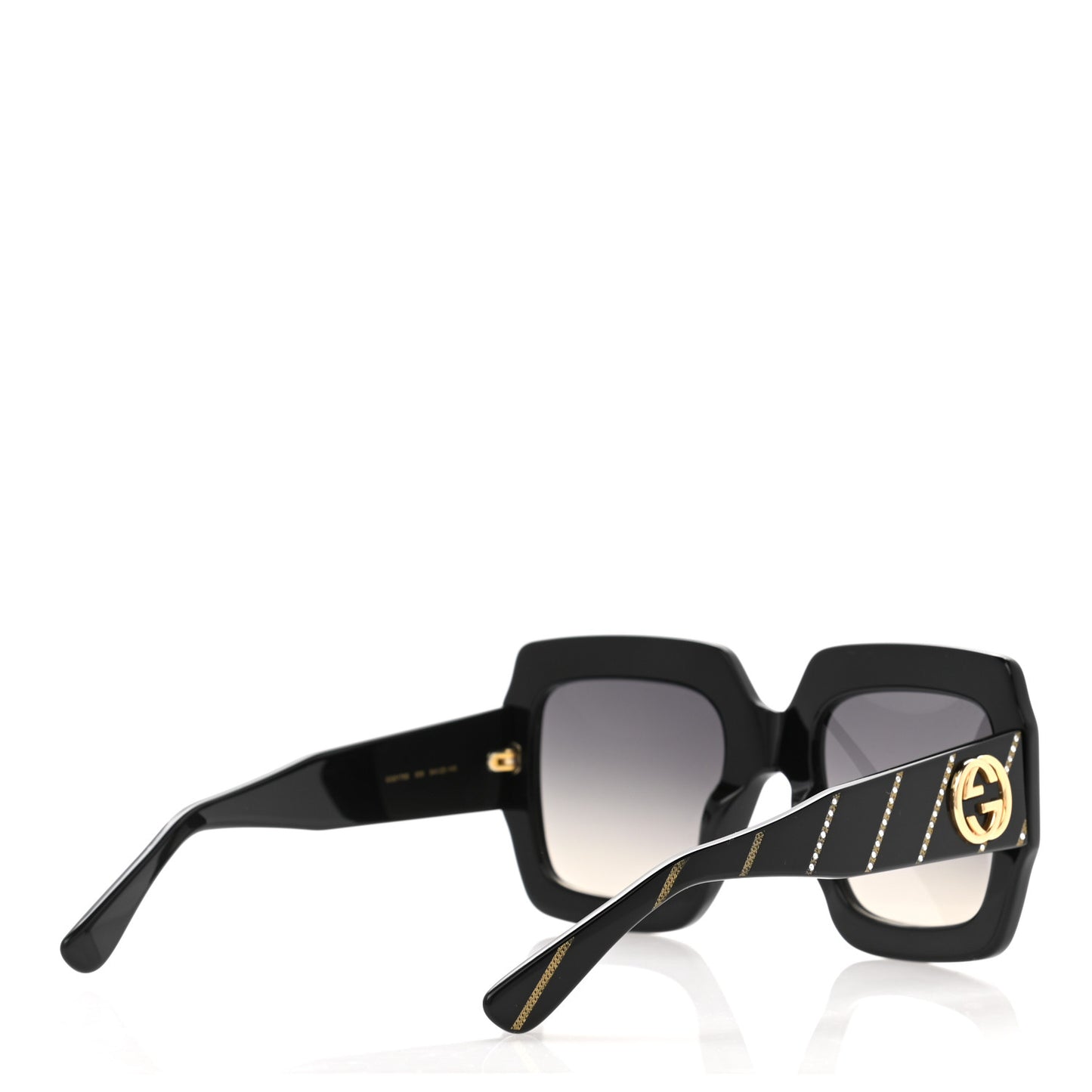 Acetate Square Frame Crystal Striped GG0178S Sunglasses Black