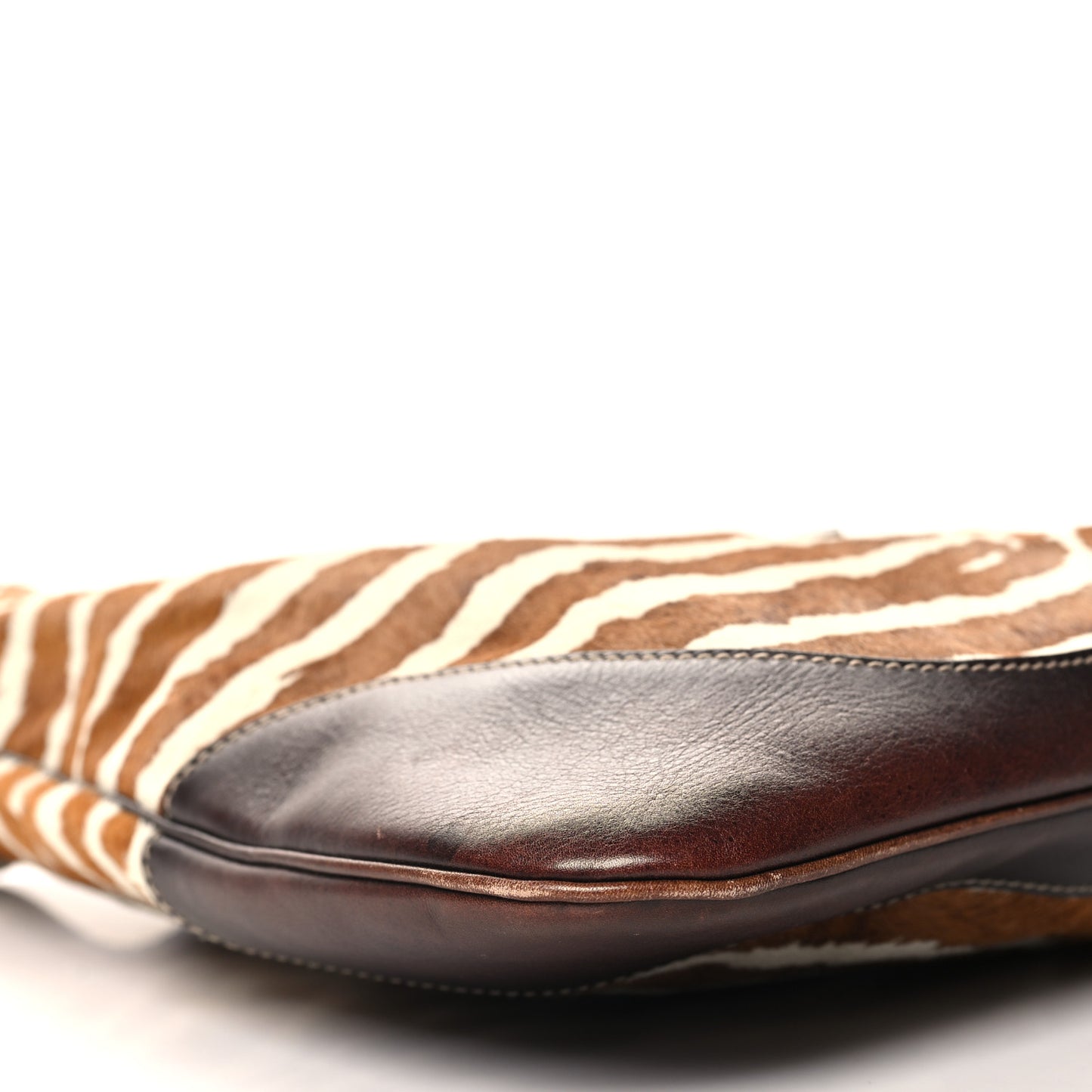 Pony Hair Zebra Print Large Jackie O Bouvier Hobo Brown