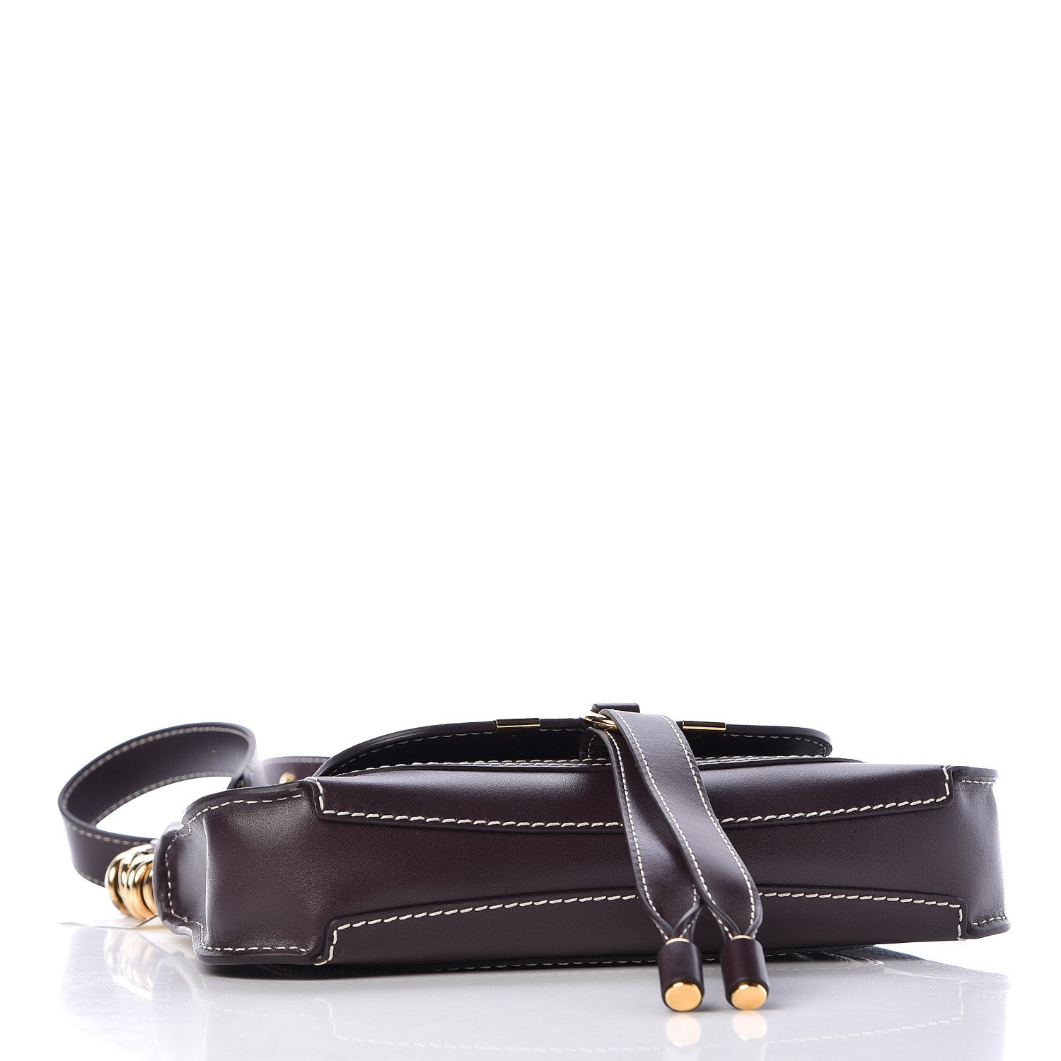 Chloe Shiny Calfskin Small Marcie Saddle Shoulder Bag Black Raisin 5 of 13