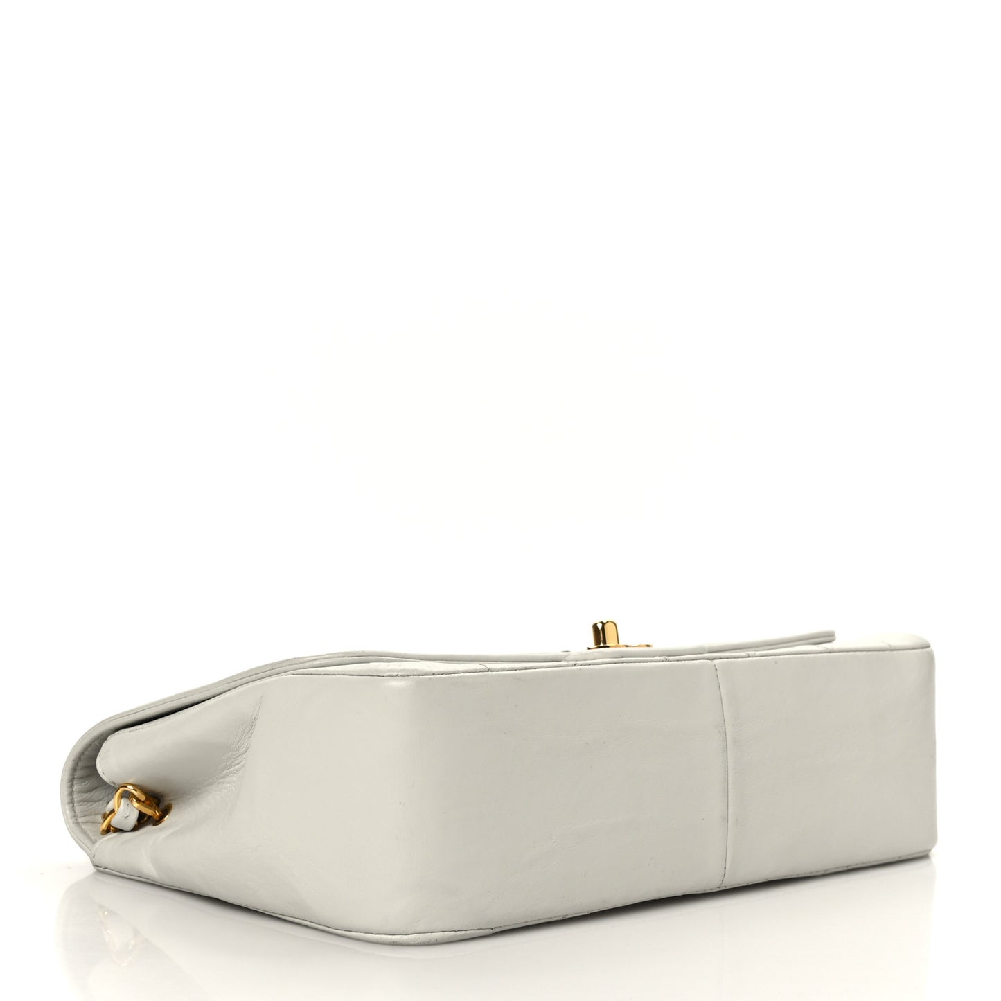 Lambskin Quilted Medium Single Flap White