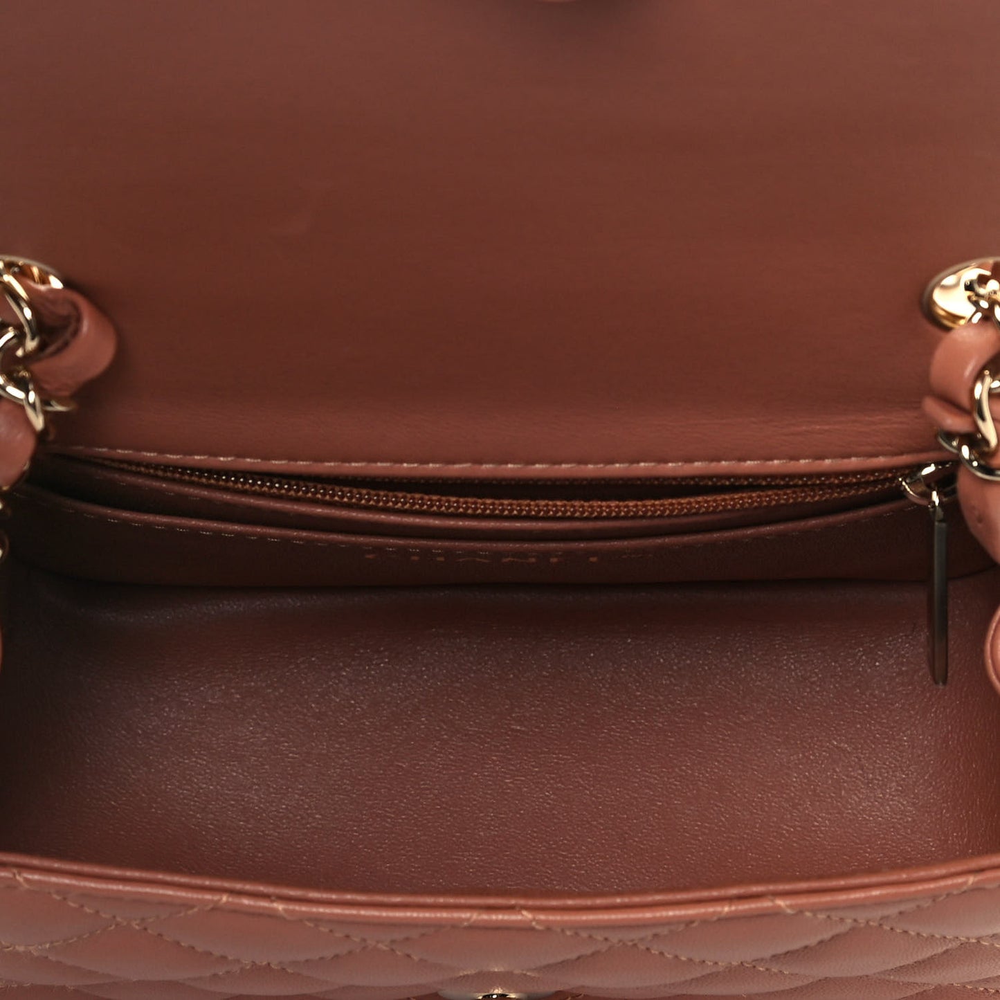 Lambskin Quilted Mini Square Flap Brown