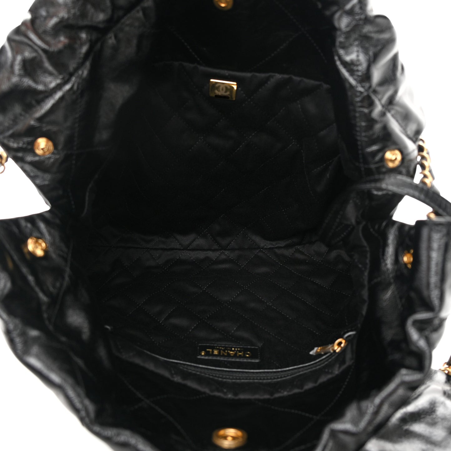 Shiny Calfskin Quilted Chanel 22 Black
