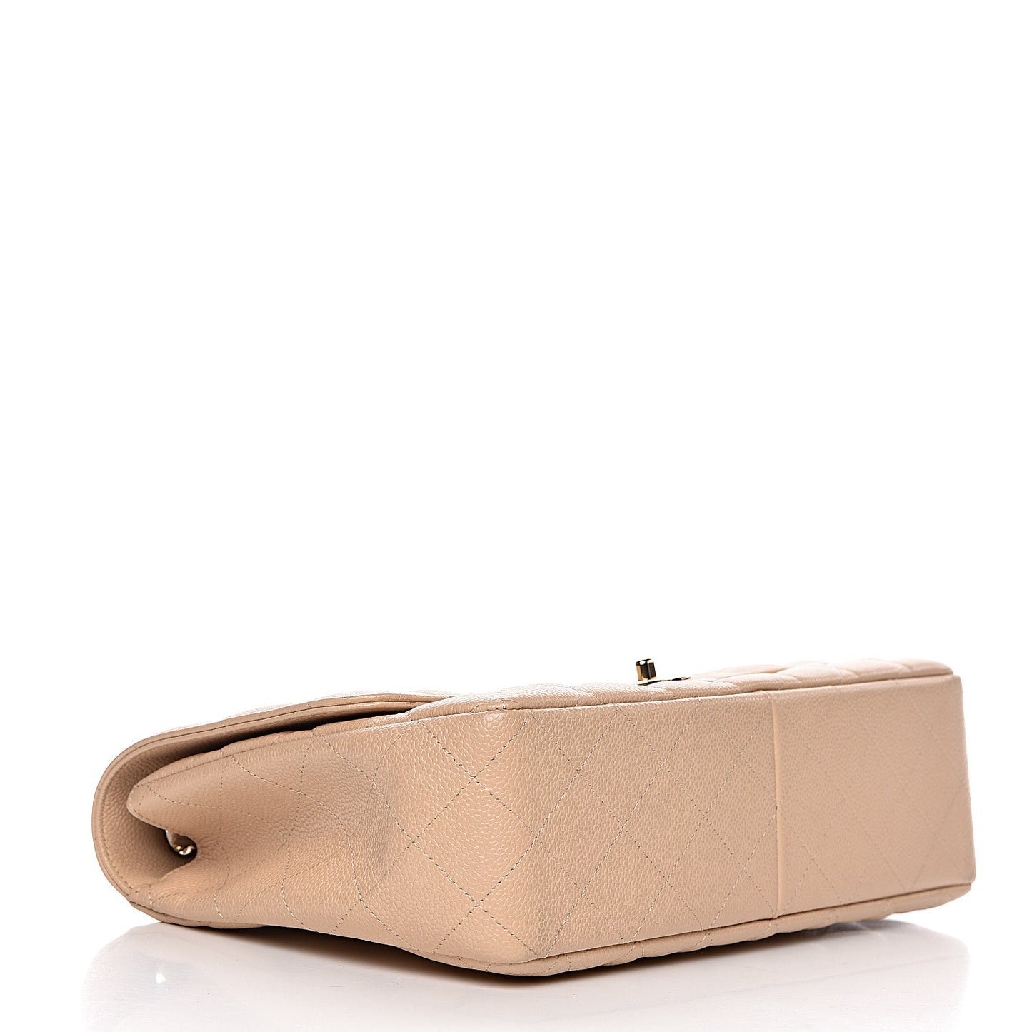 Caviar Quilted Jumbo Single Flap Beige Clair