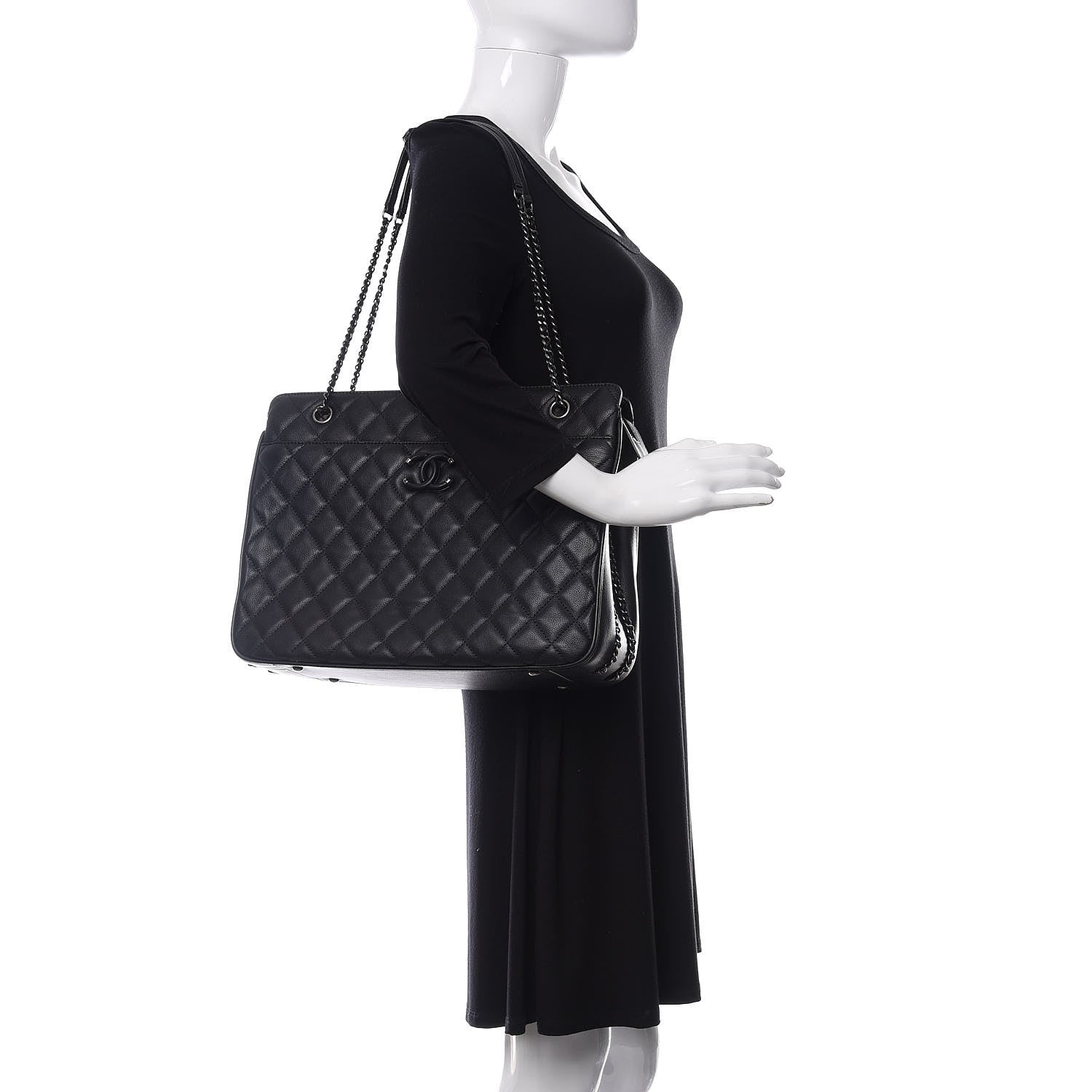 Chanel Calfskin Quilted Frame In Chain Tote Black 2 of 11