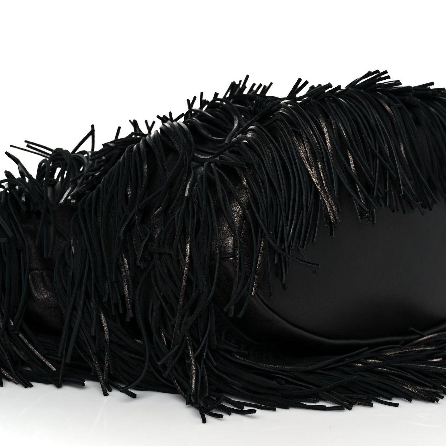 Calfskin Panier Fringe Tote Black