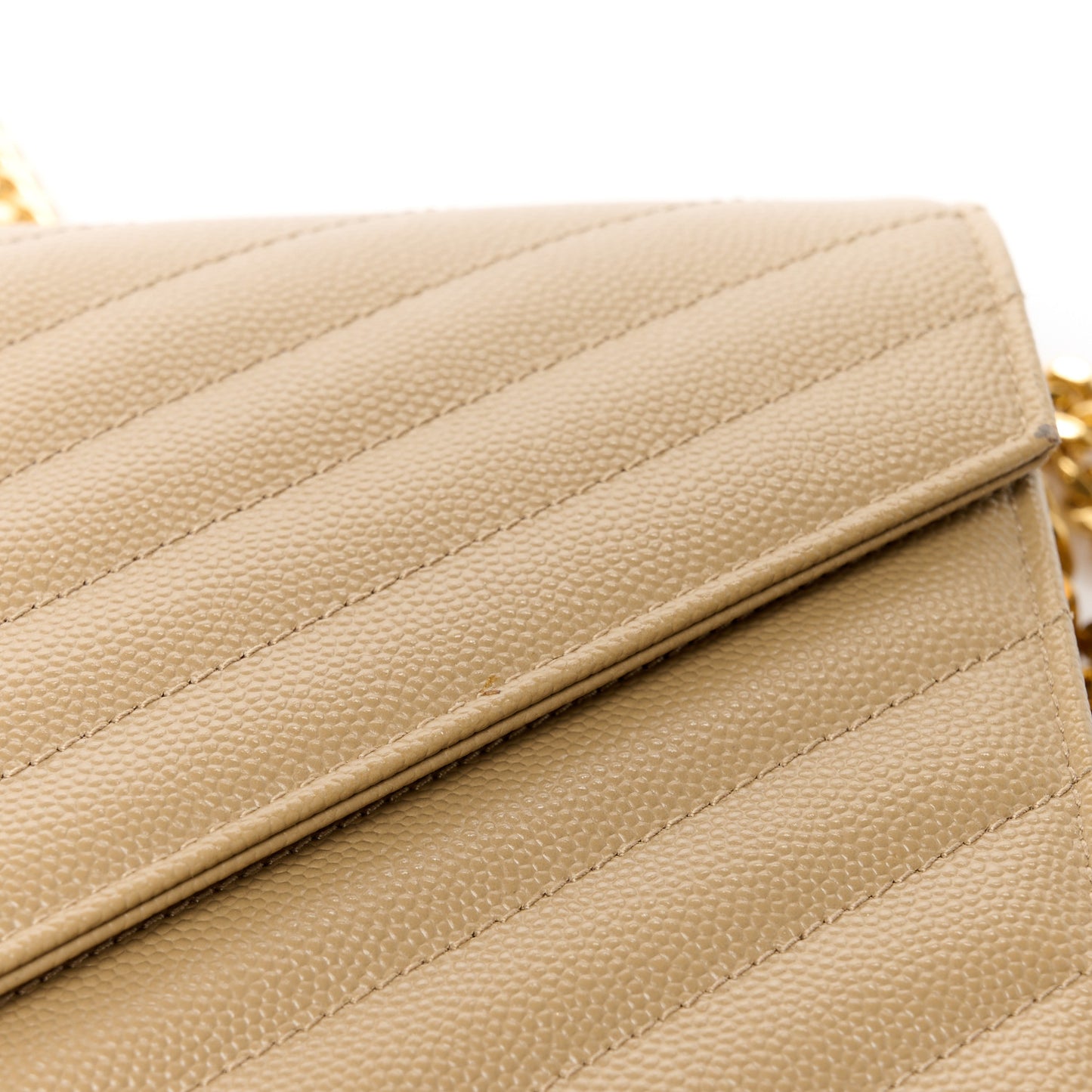 Grain De Poudre Matelasse Chevron Monogram Chain Wallet Dark Latte
