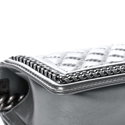 Chanel Metallic Aged Calfskin Quilted Small Boy Handle Flap Charcoal 11 of 13