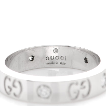 Gucci 18K White Gold Diamond Icon Band Ring 48 4.5 4 of 4