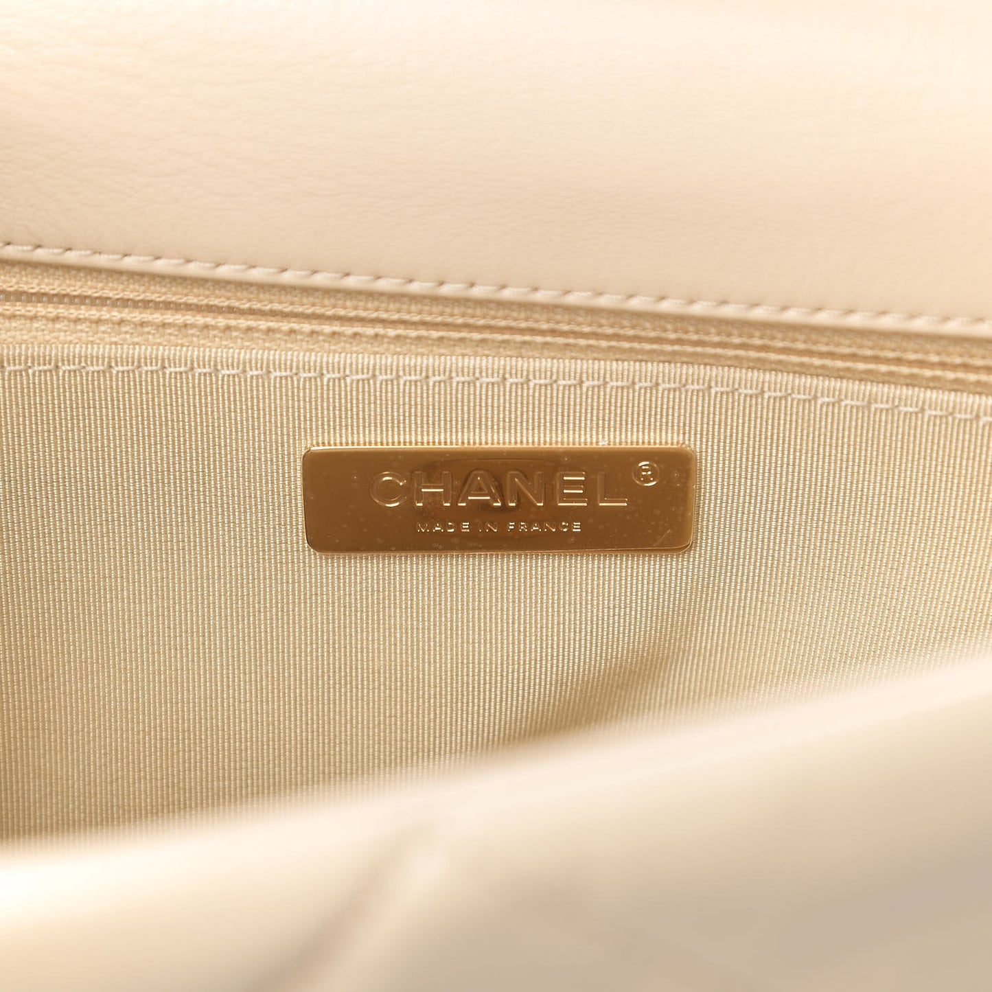 Lambskin Quilted Large 19 Flap Beige