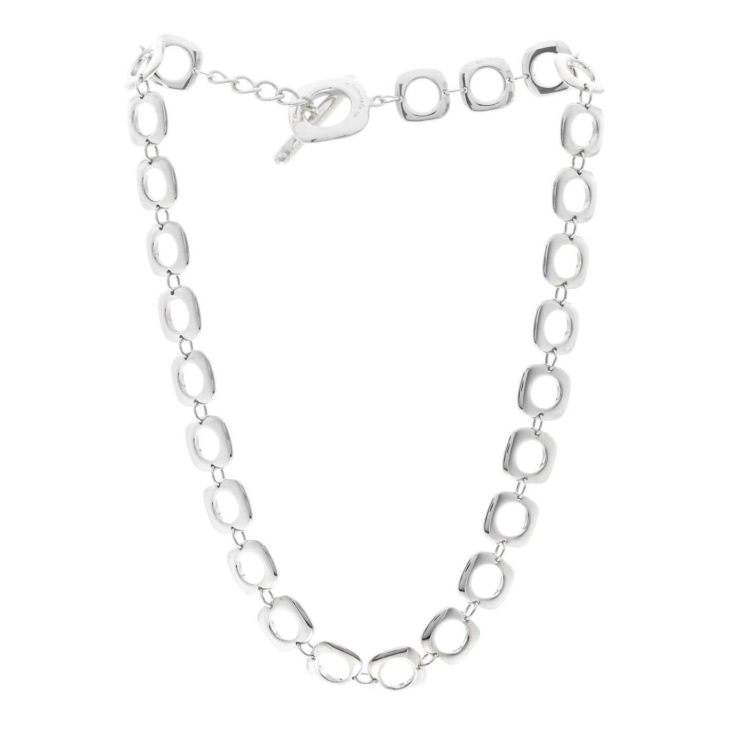 Sterling Silver Cushion Square Link Choker Necklace