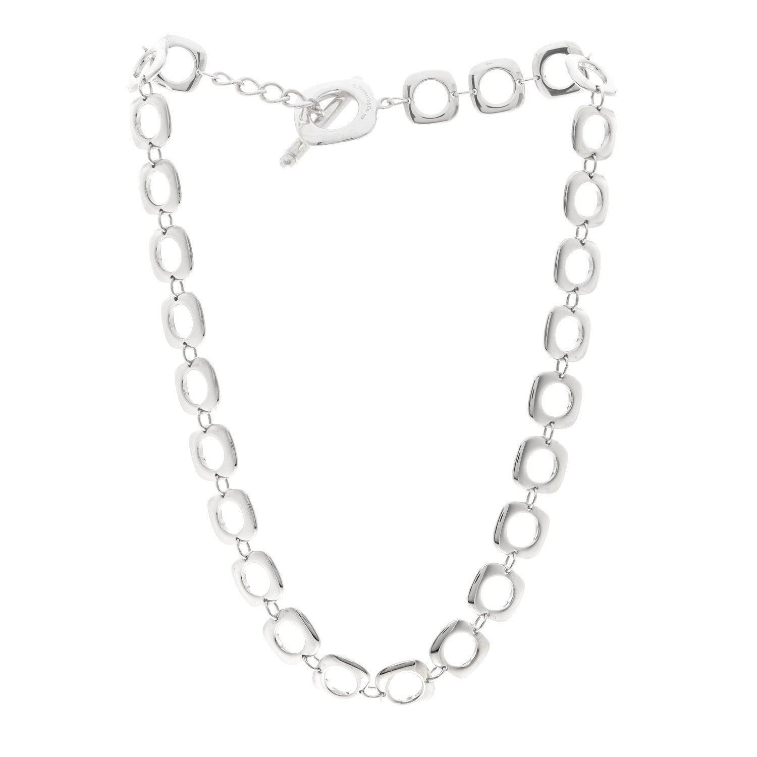 Tiffany Sterling Silver Cushion Square Link Choker Necklace 3 of 5