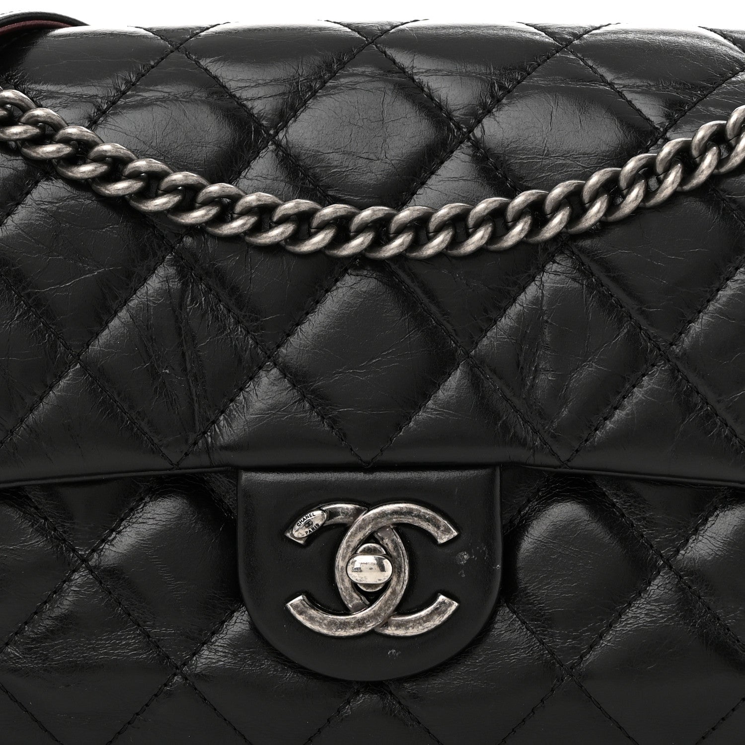 Chanel Glazed Calfskin Quilted Medium Duo Color Flap Black 8 of 12