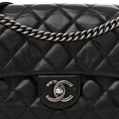 Chanel Glazed Calfskin Quilted Medium Duo Color Flap Black 8 of 12