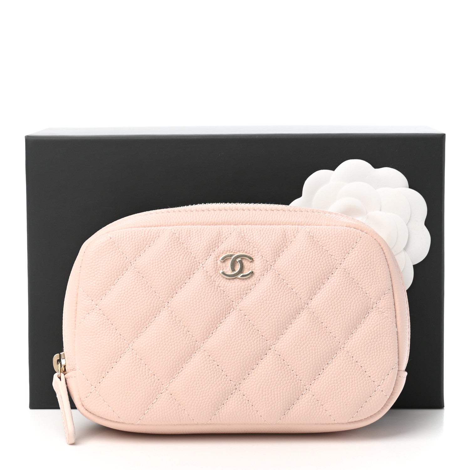 Chanel Caviar Quilted Small Curvy Pouch Cosmetic Case Light Pink 8 of 8