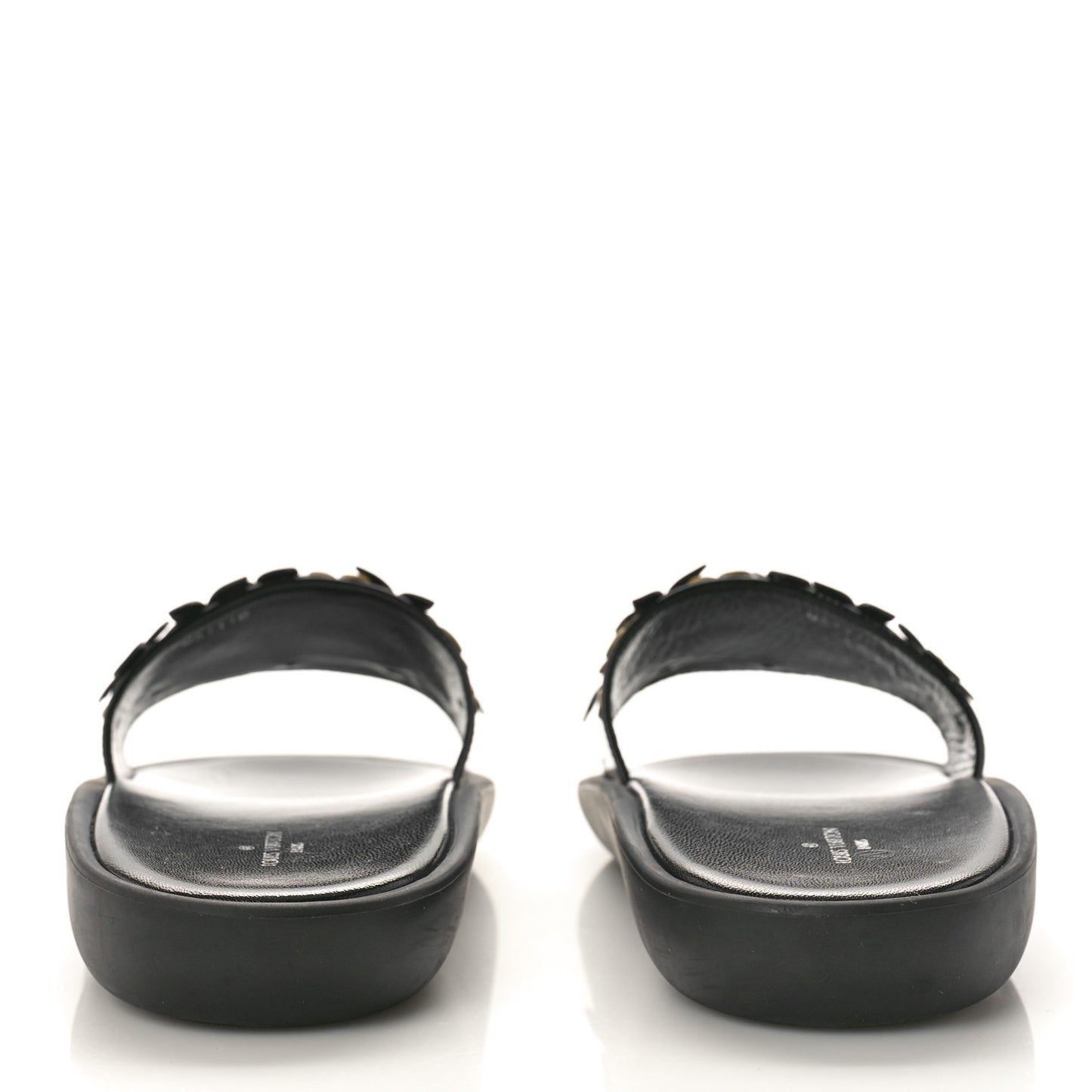 Patent Sunbath Flower Slide Sandals 37 Black Gold