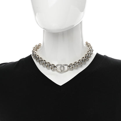 Chanel Crystal CC Chain Links Choker Necklace Silver 2 of 5