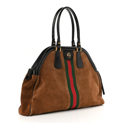 Gucci Suede Ophidia Large Re(Belle) Top Handle Bag Nocciola Black 3 of 10