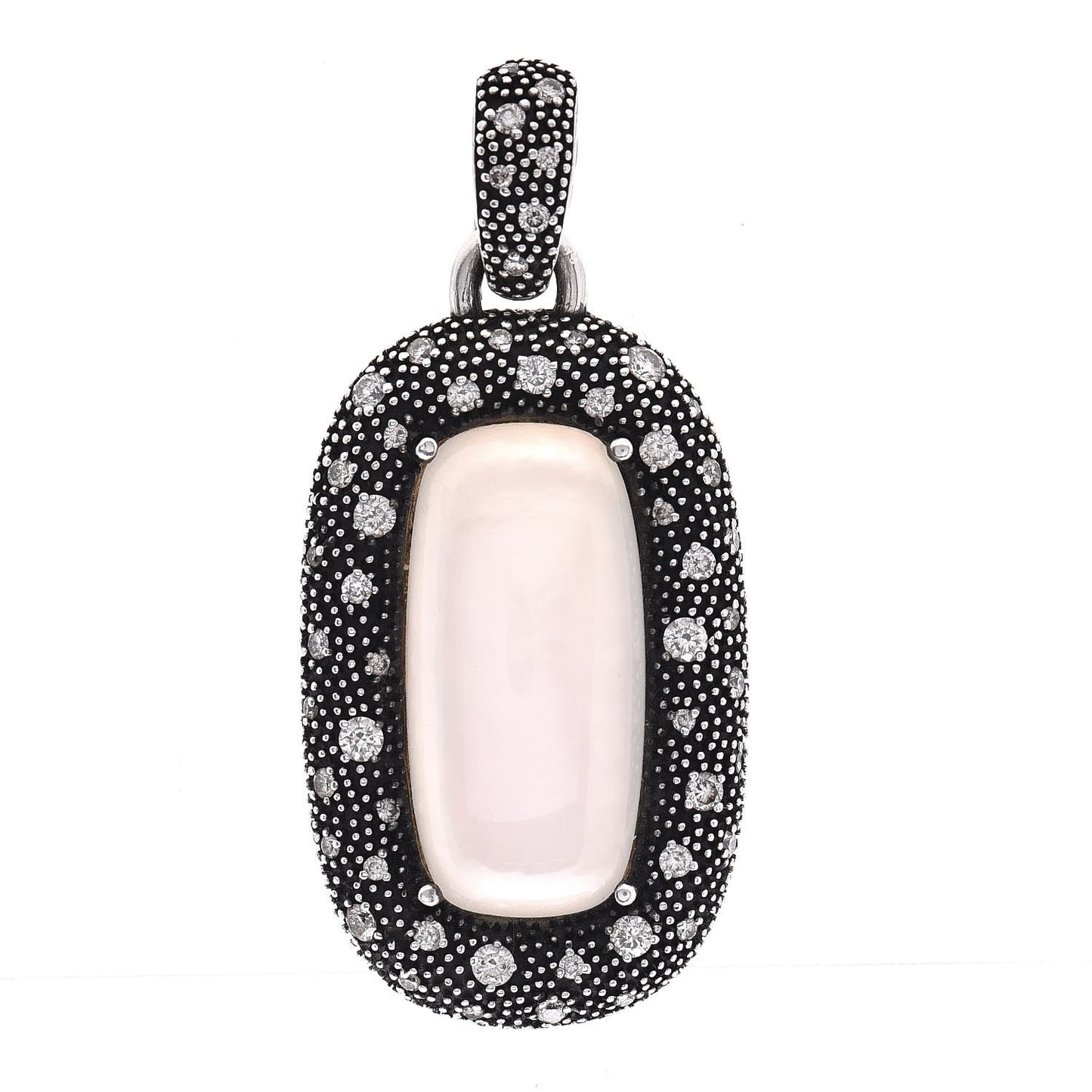 Sterling Silver Diamond Moonstone Mother of Pearl Midnight Melange Reversible Pendant Enhancer