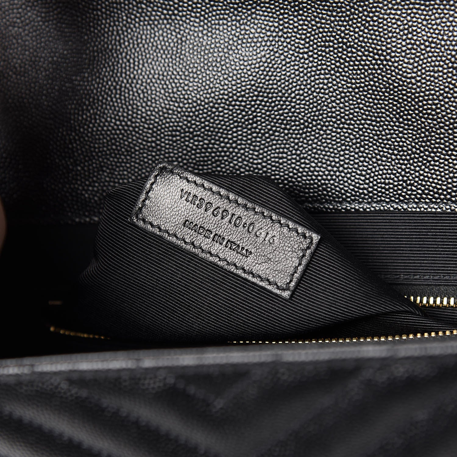 Saint Laurent Grain De Poudre Matelasse Chevron Large Monogram Satchel Black 9 of 9