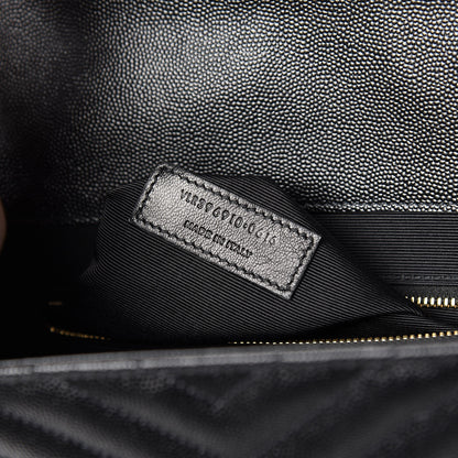 Saint Laurent Grain De Poudre Matelasse Chevron Large Monogram Satchel Black 9 of 9