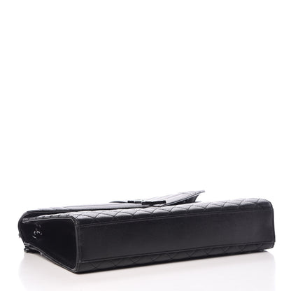 Saint Laurent Grain De Poudre Textured Mixed Matelasse Large Triquilt Monogram Monochrome Satchel Black 4 of 11