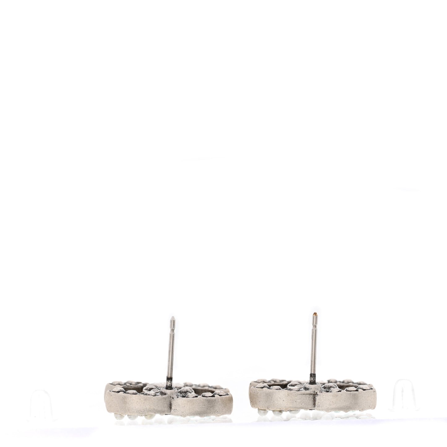 Ruthenium Pearl Pearl CC Earrings Silver Green