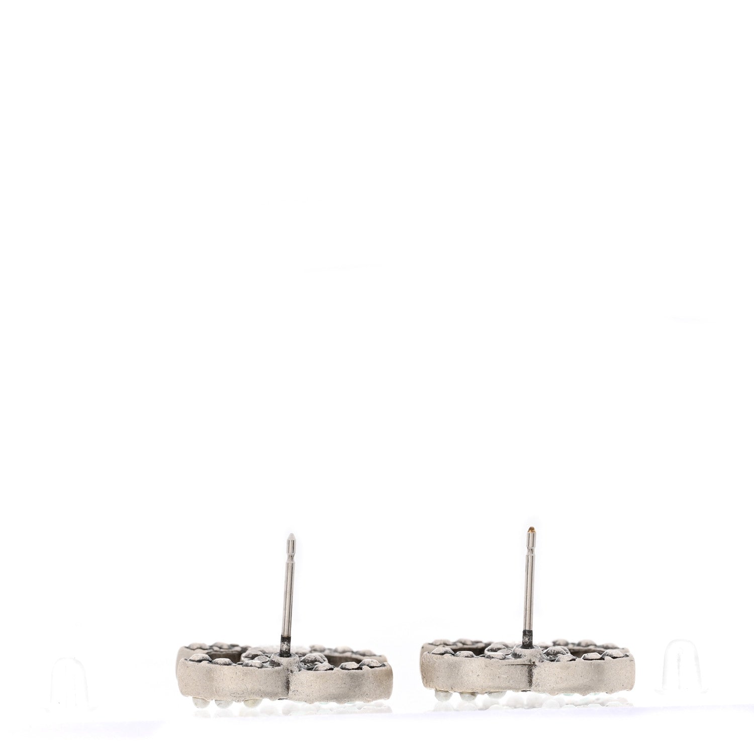 Chanel Ruthenium Pearl Pearl CC Earrings Silver Green 3 of 5