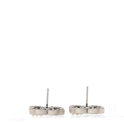 Chanel Ruthenium Pearl Pearl CC Earrings Silver Green 3 of 5