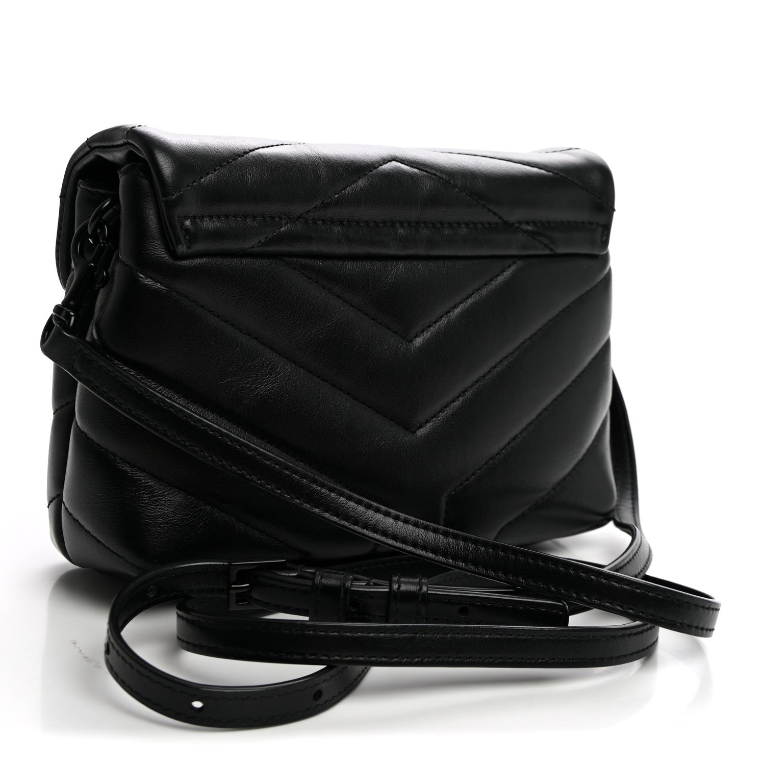 Saint Laurent Calfskin Y Quilted Monogram Monochrome Toy Loulou Crossbody Bag Black 2 of 8