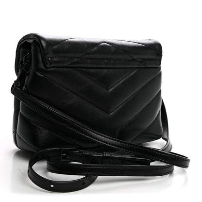 Saint Laurent Calfskin Y Quilted Monogram Monochrome Toy Loulou Crossbody Bag Black 2 of 8