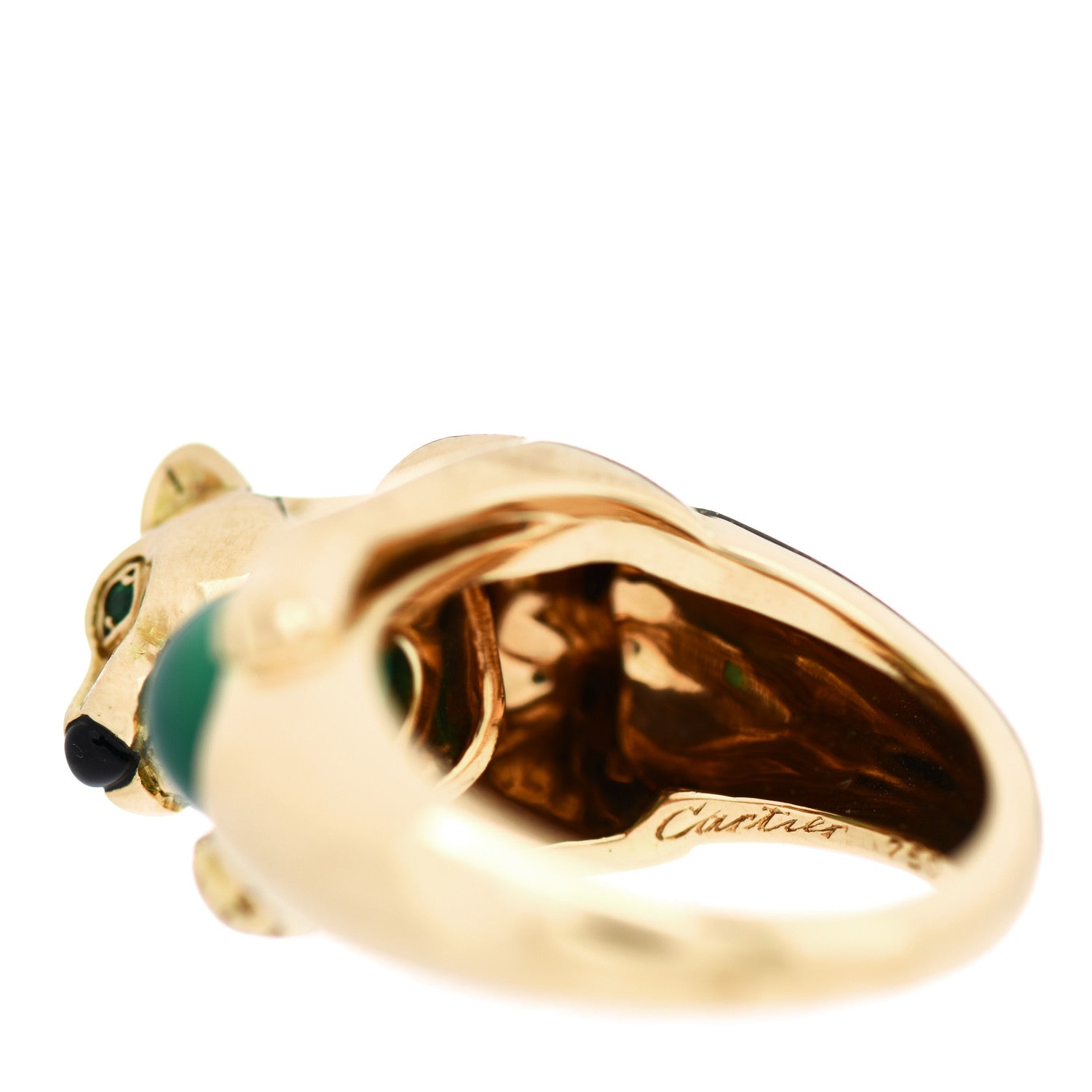 Cartier 18K Yellow Gold Onyx Chalcedony Panthère De Cartier Ring 53 6.5 4 of 5