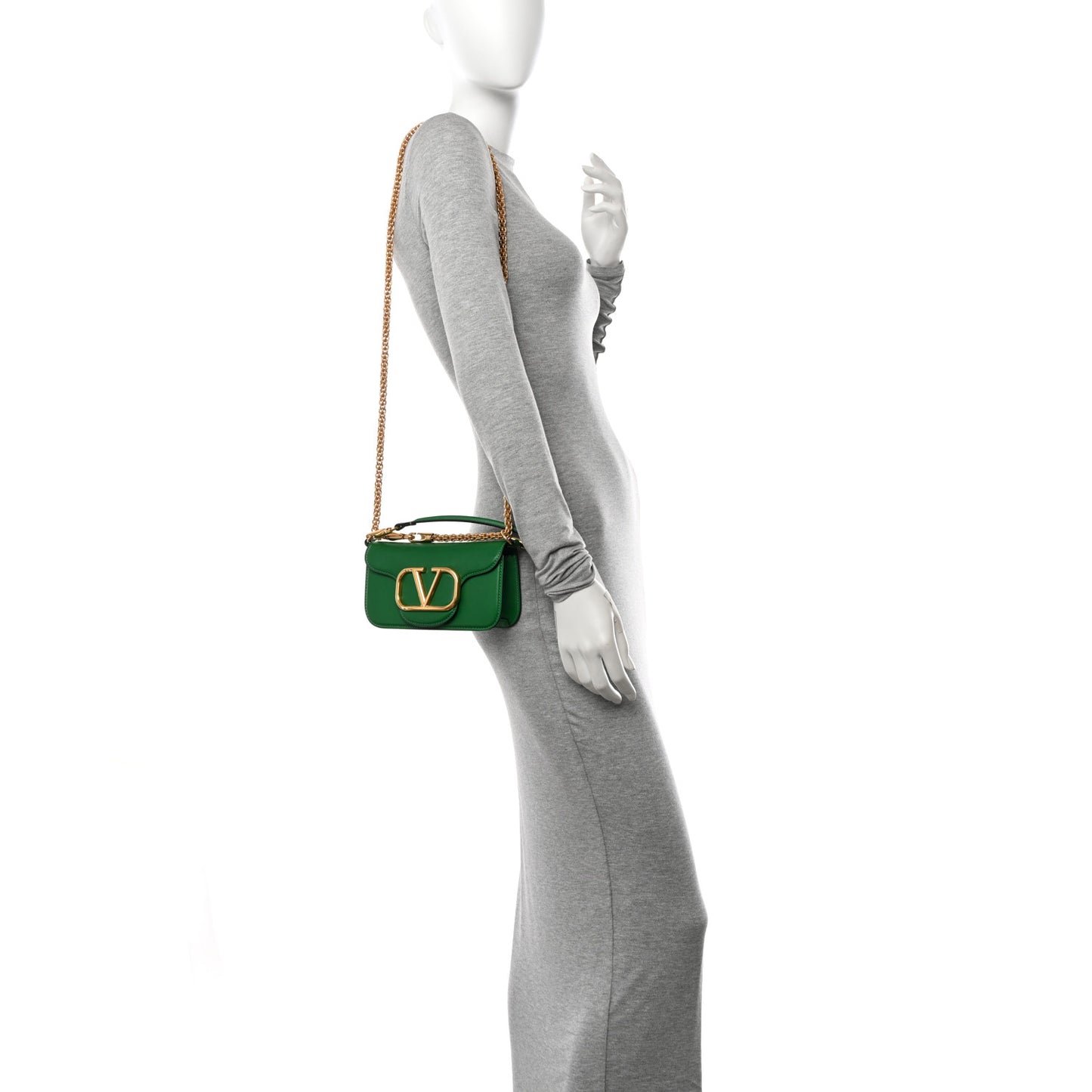 Calfskin Vlogo Small Loco Shoulder Bag Gea Green