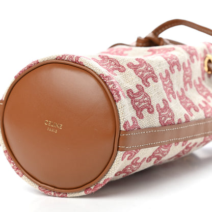 Celine Canvas Calfskin Triomphe Embroidered Bucket Bag Fox Red 8 of 9