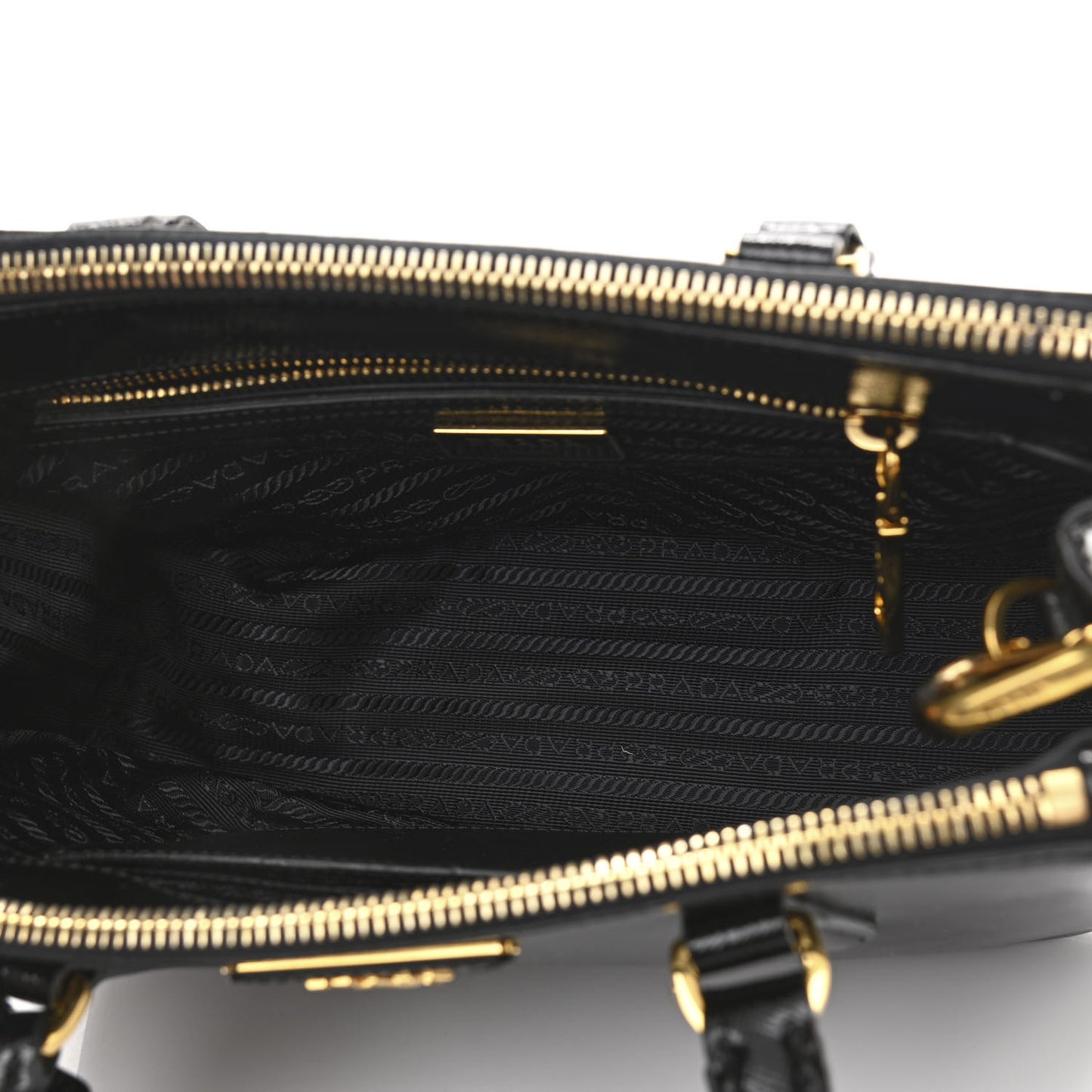 Saffiano Vernice Mini Galleria Double Zip Tote Black