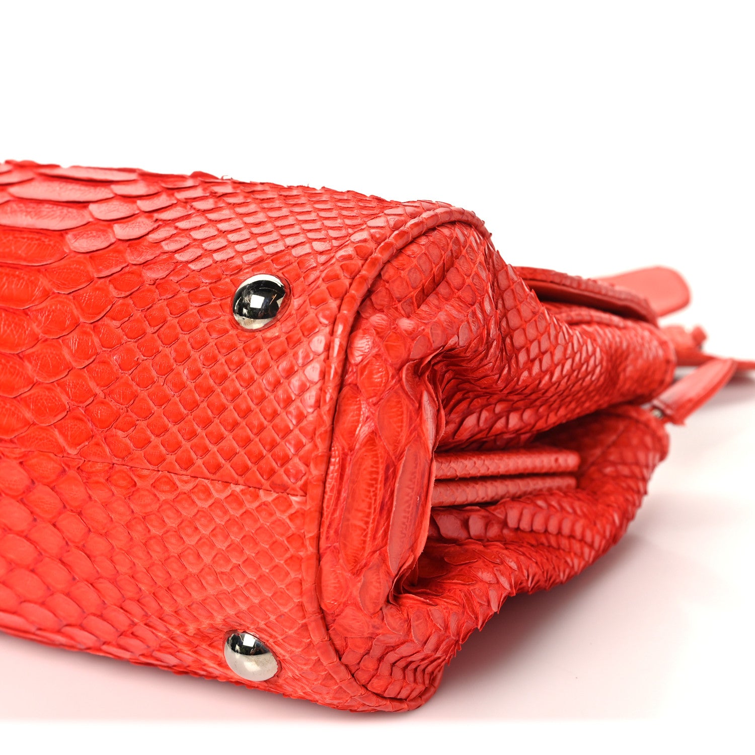 Chanel Snakeskin East West Kisslock Flap Red 10 of 10