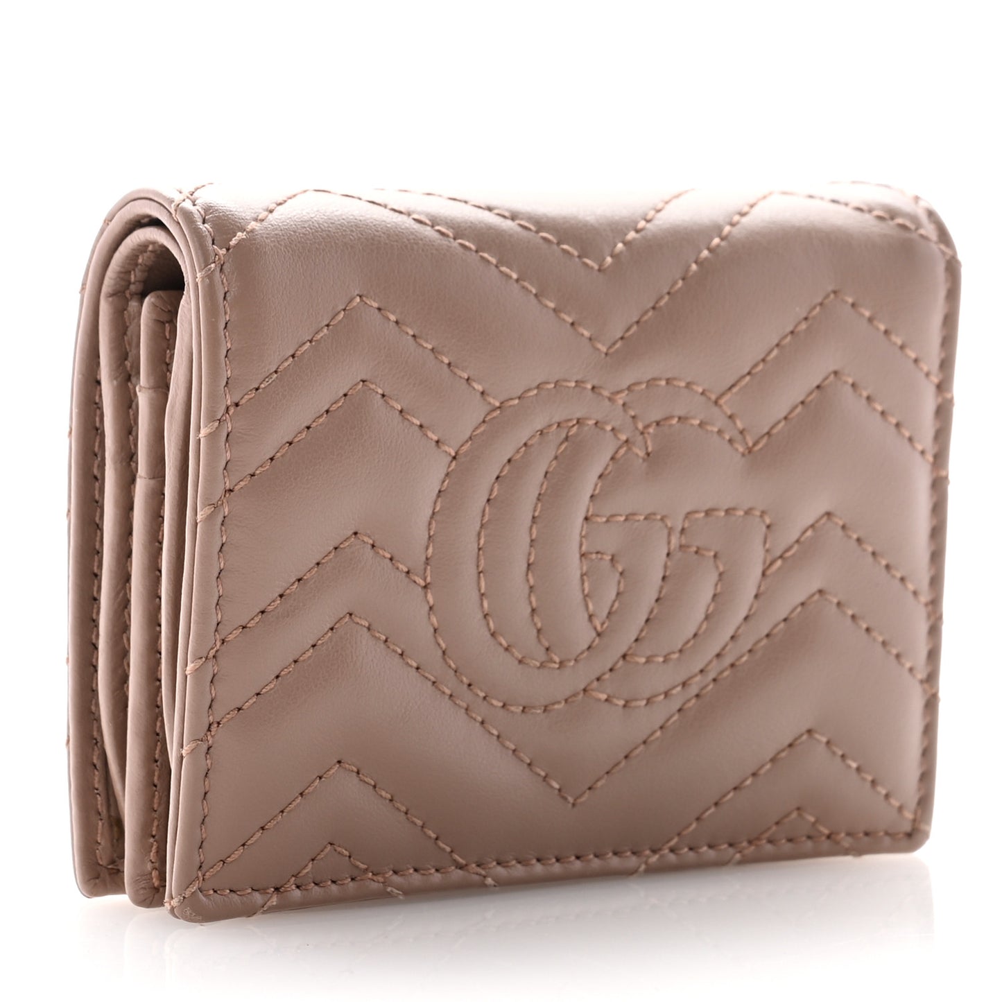 Calfskin Matelasse GG Marmont Card Case Wallet Porcelain Rose