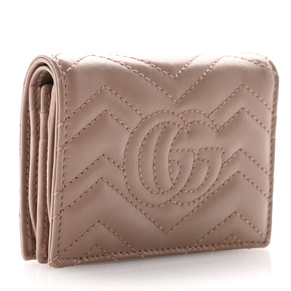 Gucci Calfskin Matelasse GG Marmont Card Case Wallet Porcelain Rose 3 of 11