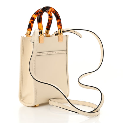 Fendi Vitello King Plexiglass Logo Embossed Mini Fendi Sunshine Shopper Tote White Ice 3 of 9