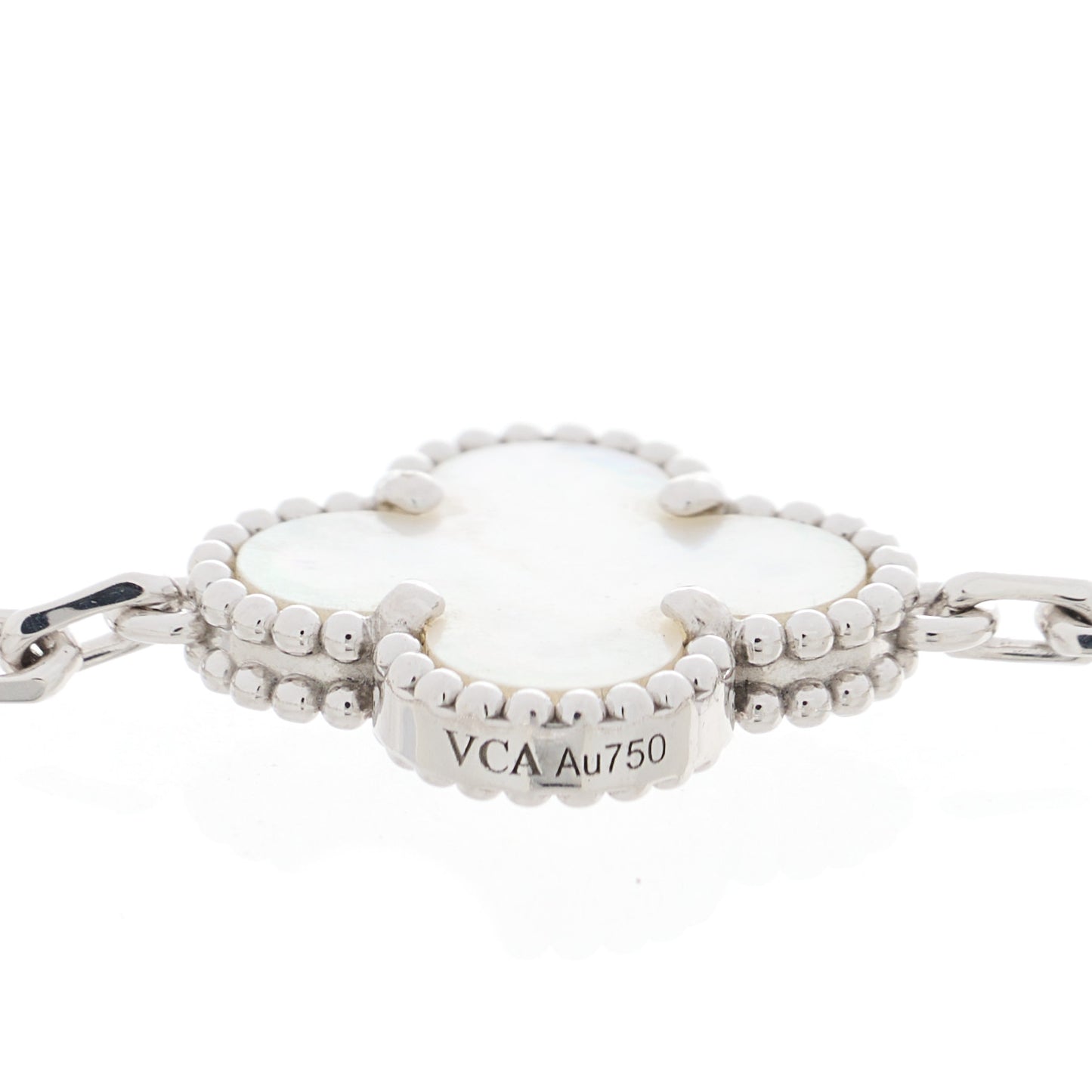 18K White Gold Mother of Pearl 5 Motifs Vintage Alhambra Bracelet